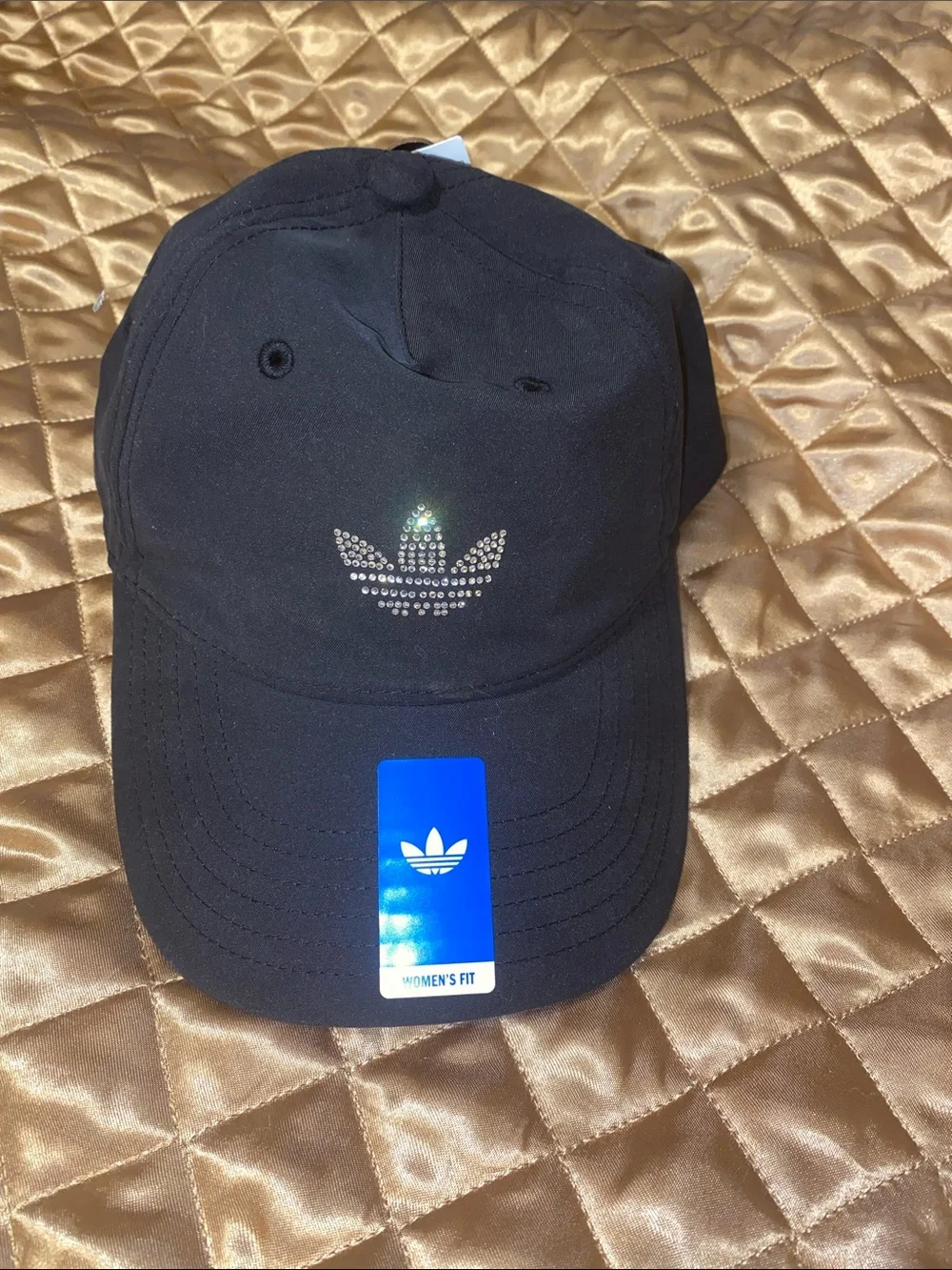 adidas Black Baseball Cap with Crystal Trefoil